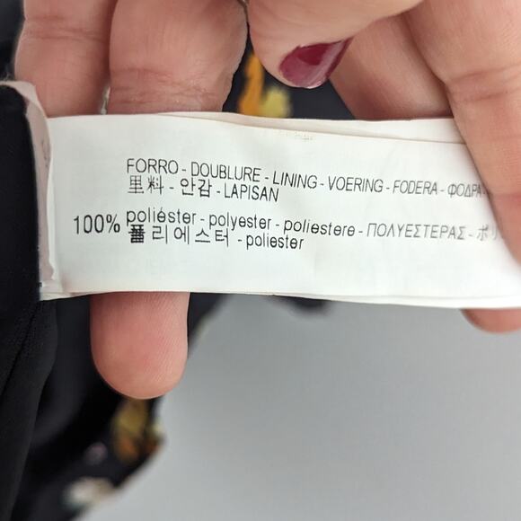 Women's ZARA Bow Peekaboo Lace Up Sleeve Black Floral Mini Dress XS Fall - Picture 6 of 7